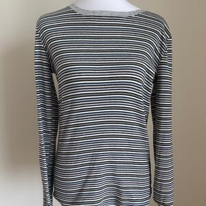 Eddie Bauer Navy and White Striped Long Sleeve Tee